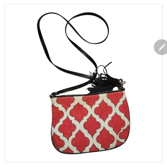 BRIGHTON love dove red white black Christmas crossbody pouch bag purse handbag - Picture 2 of 5